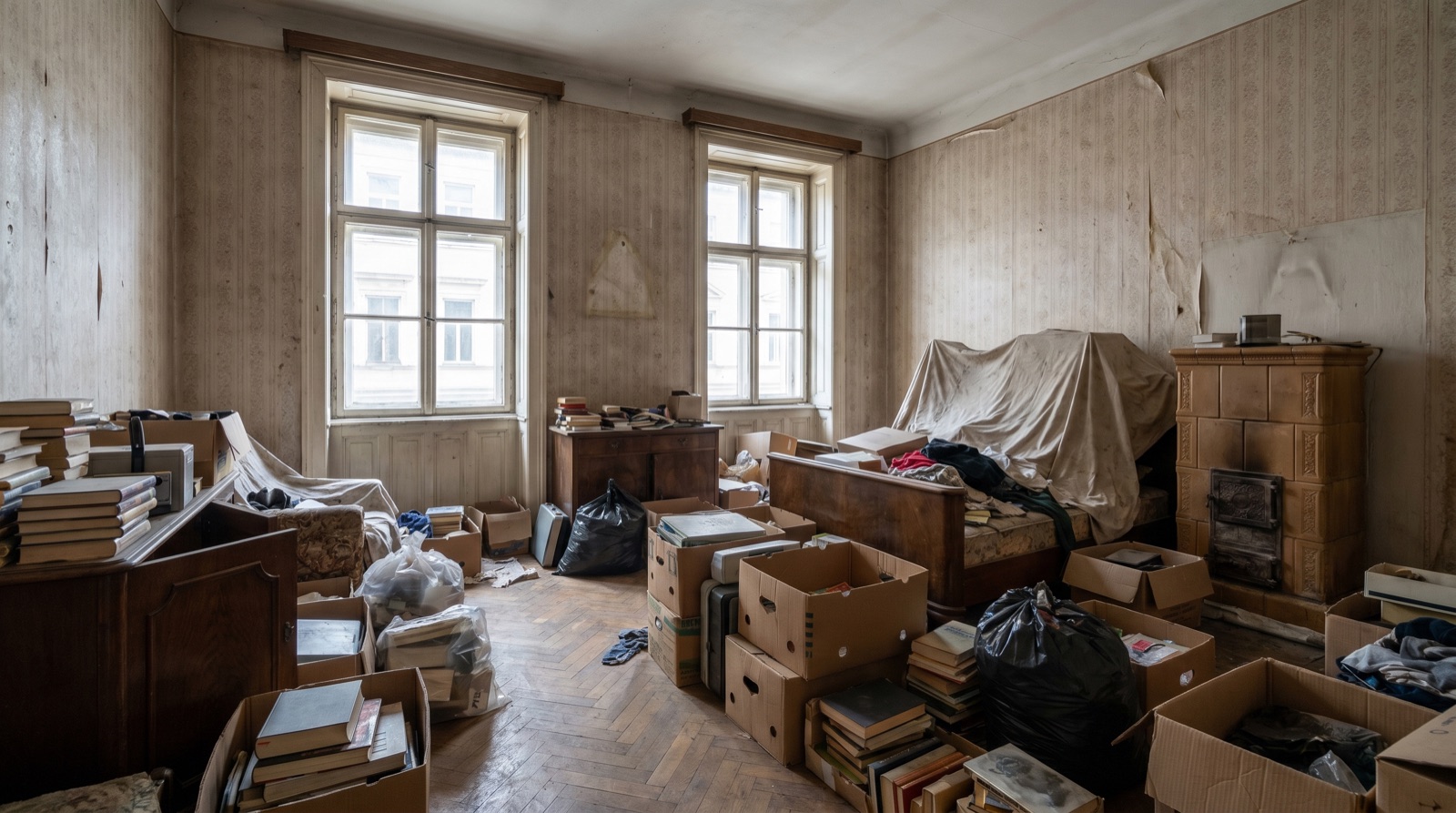 Wohnungsentrümpelung während der Räumung